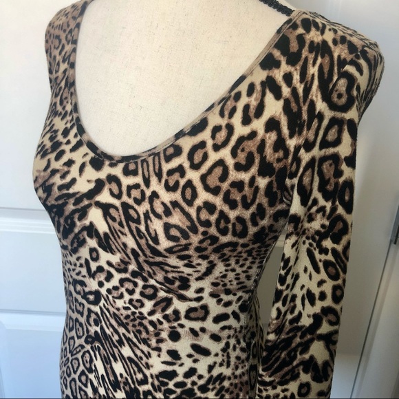 Leopard Print Lace Back Bodycon Dress - Picture 3 of 5